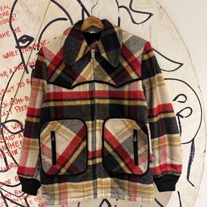 Vintage 60s Caroda Sportswear Wool Plaid Deep Pile Lined Hunting Jacket